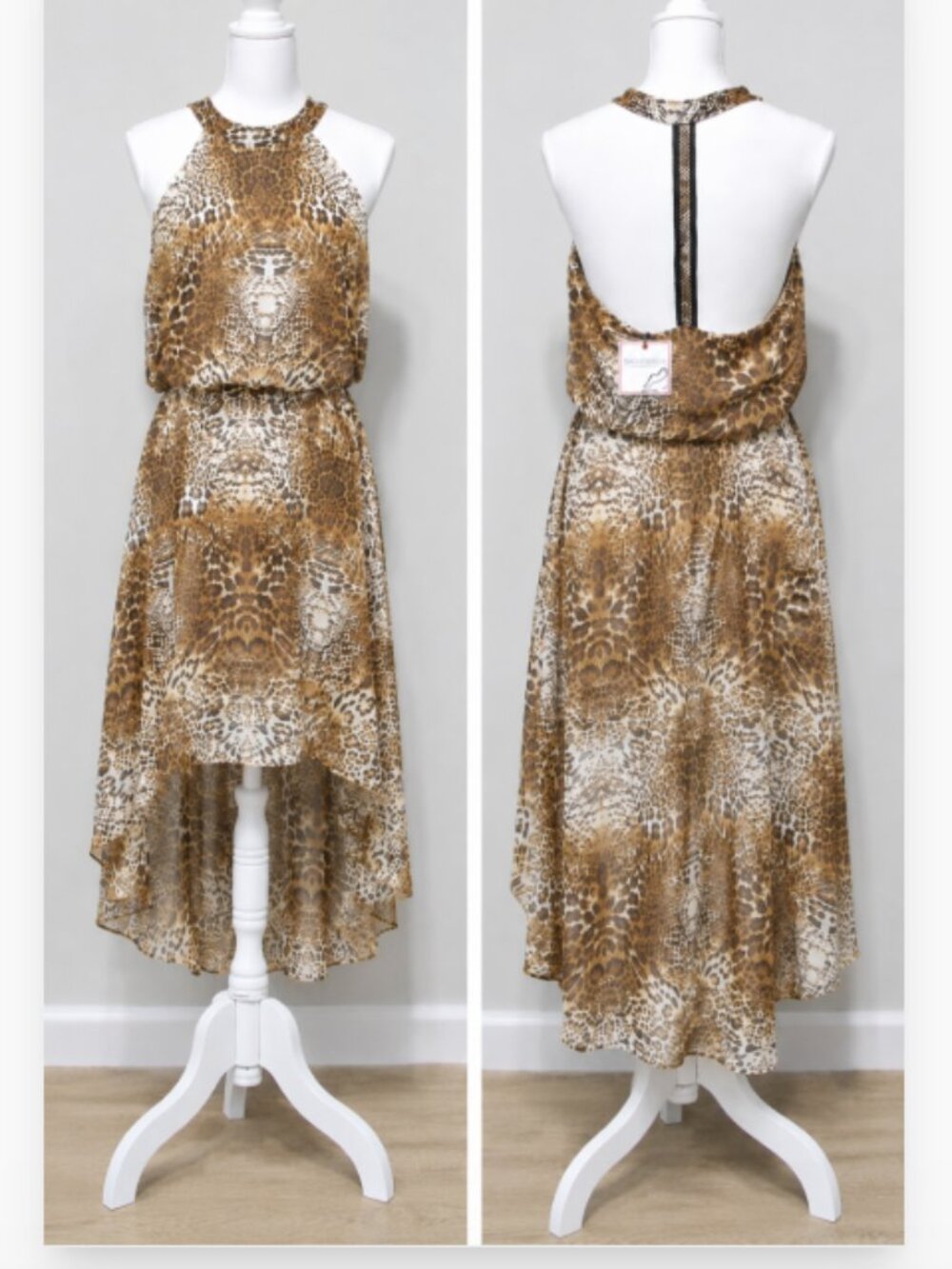 Y2K SIZE 8 Leopard Print Halter Dress
